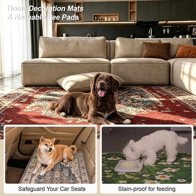 Washable Pee Pads for Dogs, Reusable Puppy Potty Training Pads, Ultra-Absorbent Thick Waterproof Leak-Proof Non-Slip Pads & Mat for Crate, Playpen, Floor, Whelping & Housebreaking , 2 Pack 36"x72" - Image 2