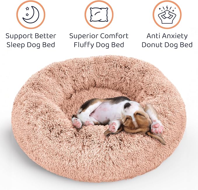 Donut Dog Bed - Premium Comfort for Anxiety Relief - Fluffy & Calming Design with Ultra-Plush Support | Cozy Round Dog Bed with Super Soft Circle Style (Pink, X-Large) - Image 3