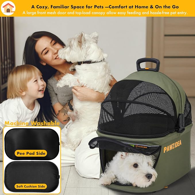 PAWZIDEA Portable Small Dog Crate for Car Travel Up to 33lbs, No-Zip Canopy | Enclosed Dog Car Seat Escape-Proof, Soft-Sided Small Medium Puppy Cats Car Kennel, Foldable Pet Carrier by Seatbelt, Top-Load - Image 8