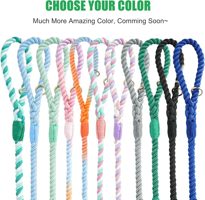 5 FT Handmade Rope Dog Leash for Small Medium and Large Dogs | Soft and Comfortable Grip, New Golden Heavy Duty Metal Clasp, Dark Green - Image 6