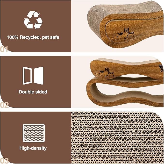 Cat Scratcher, 2 in 1 Cardboard Cat Scratchers for Indoor Cats Scratch Pad | Pet Cat Supplies for Scraching & Napping & Hiding, as Scratching Post Couch Lounger Bed Furniture Protector, XLarge 34.2 Inch - Image 2