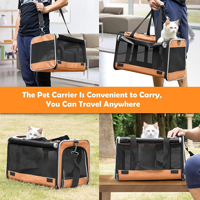 GAPZER Dog Carry Bag Puppy, Pet Soft-Shell Portable Kennel Crate 0-15 lbs | Privacy Protection Big Kitten Car Travel Cloth Carry Bag up to 20 lbs, Small Animal Portable Mesh Kennel Cage for Vet Visits - Image 5