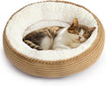 Love's cabin Round Donut Cat and Dog Cushion Bed, 20in Pet Bed for Cats or Small Dogs, Anti-Slip & Water-Resistant Bottom, Super Soft Durable Fabric Pet beds, Washable Luxury Cat Dog Bed Stripe Camel by Lovescabin