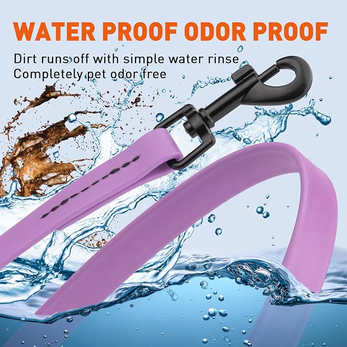 Dogline Biothane Waterproof Dog Leash Strong Coated Nylon Webbing with Black Hardware Odor-Proof Easy to Clean High Performance for Small or Large Dogs Made in USA 2 ft Lead, Amethyst Purple - Image 4