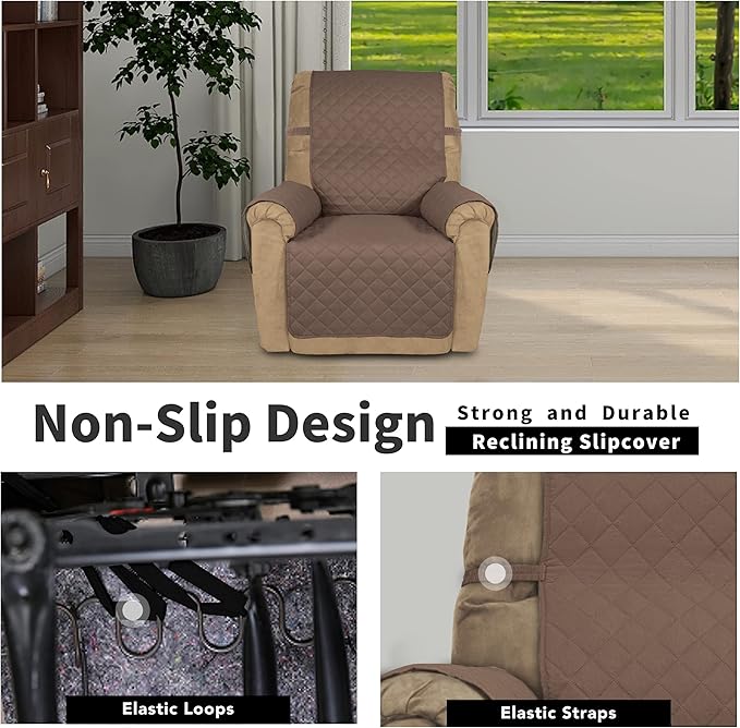 Easy-Going Reversible Couch Cover, Recliner 22 in, Brown/Beige | Machine Washable Slipcover For Dogs, Water Resistant Furniture Mat For Living Room, Non-Slip Sofa Cover, Pet Friendly - Image 3