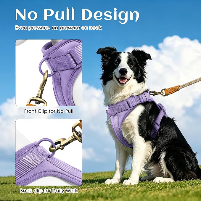 Wisedog Lightweight No Pull Dog Harness, Lilac, Medium | Air Mesh, 3 Clips, Adjustable, No Choke Design, Ideal for Walking Training - Image 4