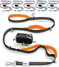 Heavy Duty Dog Leash for Large Dogs – 6FT Reflective Bungee with Padded Handles, Strong Carabiner Clip, No Pull Control for Medium & Large Breeds, Includes Poop Bag Holder & Treat Pouch (Orange) by Leashrr20