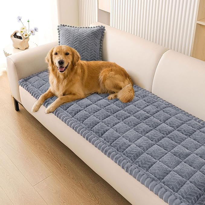 Smiry Couch Cover for Dogs, Non Slip Fuzzy Pet Sofa Covers Washable | Sofa Slipcovers for 3 Cushion Couch, Soft Thick Furniture Protector for Cats Dogs, Against Fur, Dirt, Scratch (27.6"x82.7") by Smiry