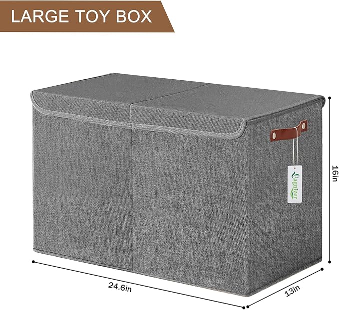 Bagnizer Large Toy Storage Box with Lids, Collapsible Sturdy Baby Storage Organizer Chest Bin Basket for Kids, Boys, Girls, Playroom, Nursery, Bedroom, Closet 25"x13"x16" (Gray) - Image 9