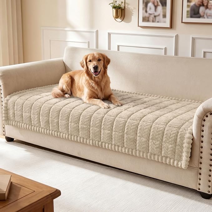 Smiry Couch Cover for Dogs, Non Slip Fuzzy Pet Sofa Covers Washable | Sofa Slipcovers for 3 Cushion Couch, Soft Thick Furniture Protector for Cats Dogs, Against Fur, Dirt, Scratch (35.4"x82.7") by Smiry