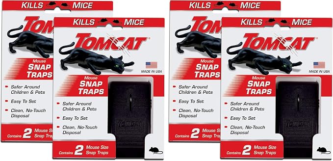 Tomcat Mouse Snap Trap, Effectively Kills Mice for Clean, No-Touch Disposal, 4 Traps (Pack of 2) by Tomcat