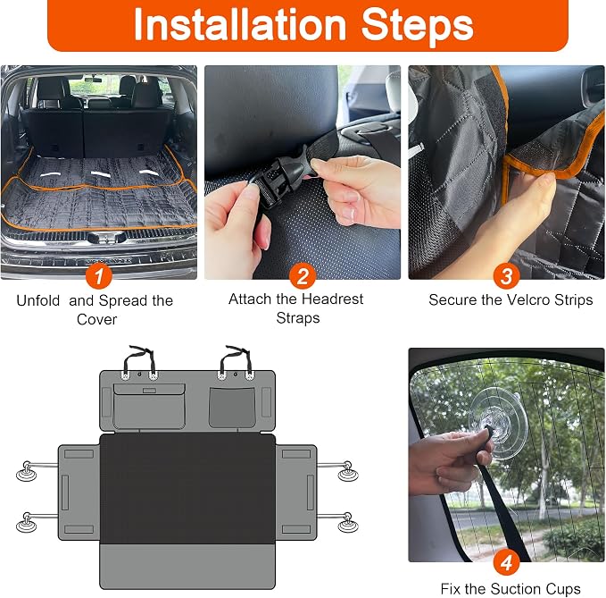 Reliadura SUV Cargo Liner for Dogs, Waterproof Pet Cargo Cover with Bumper Flap Protector, Scrachproof Non-Slip Dog Seat Mat for SUVs, Large Size Cargo Liner Universal Fit (Orange) - Image 6