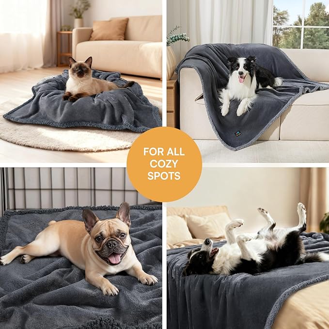 Luciphia Waterproof Pet Blanket, Liquid Pee Proof Dog Blanket for Sofa Bed Couch, Reversible Sherpa Fleece Furniture Protector Cover for Small Medium Large Dogs Cats, Dark Gray X-Large（85" x 57"） | waterproof pet blanket sherpa fleece reversible couch ... - Image 6