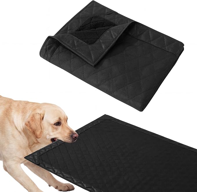 HOMBYS Edge-Reinforced Indestructible Dog Blanket 40"x28", Chew Proof Tear-Resistant Pet Blanket for Aggressive Chewers, Heavy-Duty Furniture Protector for Couch, Bed & Crate, Black by HOMBYS