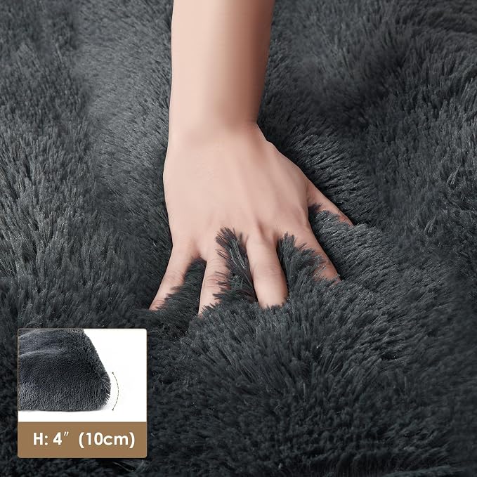 EHEYCIGA Fluffy Dog Crate Bed, Plush XX Large Dog Pillow, Dark Grey | Xlarge Calming Anti Anxiety Plush Faux Fur Mat for Large size dogs, Washable Soft Warm Dog Pad with Non-Slip Bottom - Image 5