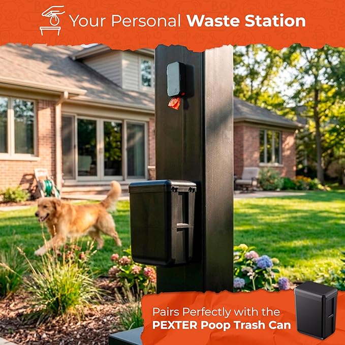 Pexter Dog Poop Bag Dispenser - Outdoor or Indoor Pet Waste Bag Dispenser Station - Stick-On or Screw-On Wall Mount - Poop Bags Storage Outdoor Container - Includes 4 Doggie Bag Rolls (Black) - Image 6