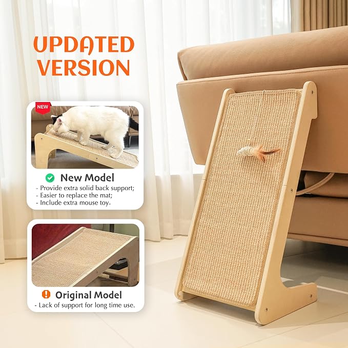 PETKARAY Cat Scratcher, Sisal Scratching Ramp, L Shape Scratch Pad for Indoor Cats, Wall Furniture Protector with Catnip (Large Size) - Image 2
