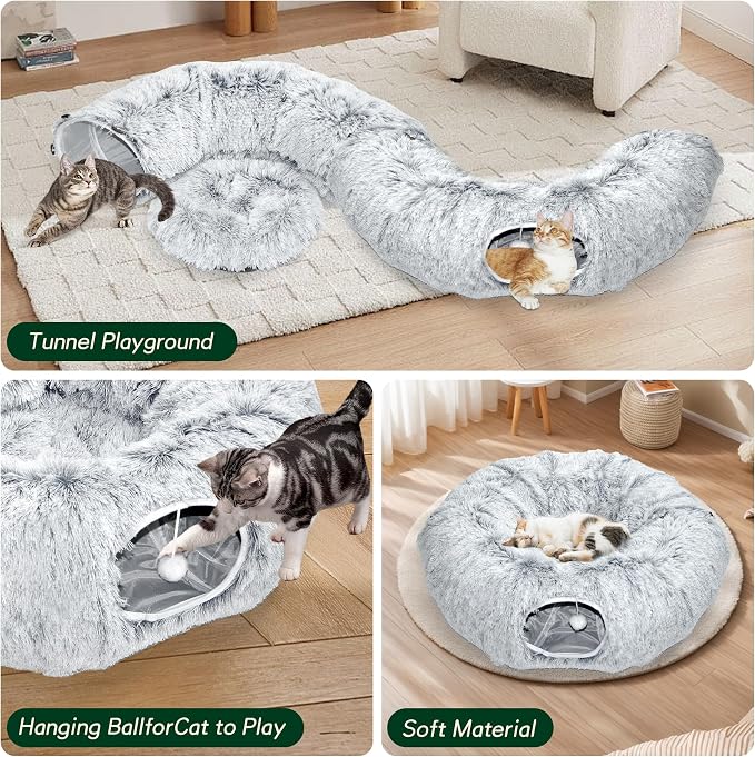 VIVOYAN Multifunctional Cat Tunnel Toy - XL Interactive Cat Play Tunnel with Climbing Holes and Thick Resting Mat, Ideal for Mult Homes and Extended Playtime - Image 7