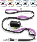 Heavy Duty Dog Leash for Large Dogs – 6FT Reflective Bungee with Padded Handles, Strong Carabiner Clip, No Pull Control for Medium & Large Breeds, Includes Poop Bag Holder & Treat Pouch (Purple) by Leashrr20
