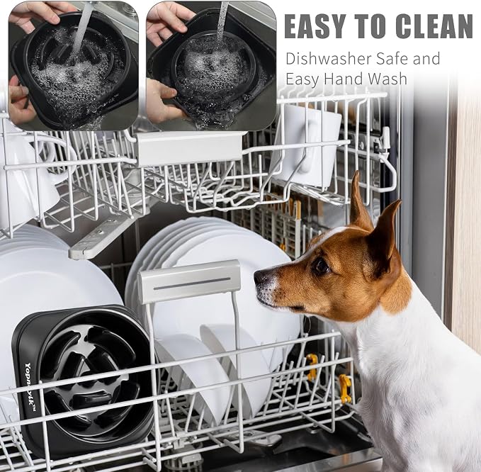 Slow Feeder Dog Bowls for Medium Dogs & Cats | Non-Slip Base, Anti-Choking Design, Reduces Bloating & Overeating, Easy to Clean, 1.5-2 Cups - Image 6