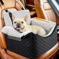 BONTHEE Elevated Dog Car Seat for Small Medium Dogs Under 30 lbs, Memory Foam Elevated Booster Seat with Headrests Support, Travel-Safe Car Bed with Detachable Washable Cover & Safety Belt by BONTHEE