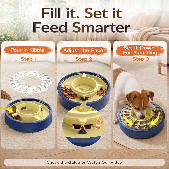 KADTC Adjustable 5-60 Min Slow Feeder Dog Bowl & Puzzle Feeder Anti-Gulping | 4-Cup Spinning Food Dispenser Turns Daily Meals Into Energy-Burning Enrichment, Eases Boredom, Builds Calmer Mealtime Rhythms - Image 6