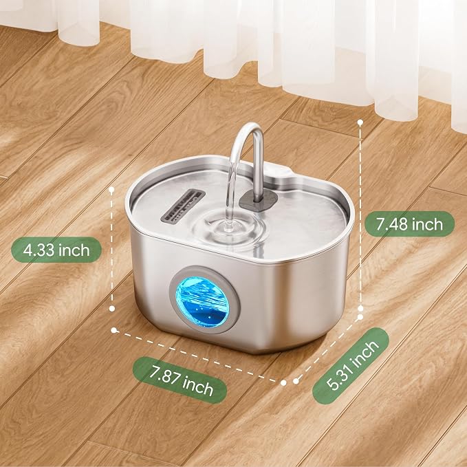 Cat Water Fountain Stainless Steel: 74oz/2.2L Cat Fountain for Drinking | Pet Water Fountain Inside - Automatic Dog Watering Dispenser Bowl - Pet Feeding & Watering Supplies (4 Filters) - Image 8