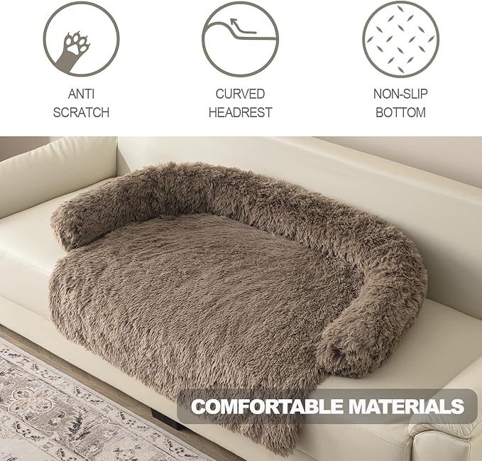 Calming Dogs/Cats Bed Mats, Dog Pad Washable Removable Couch Cover, Plush Long Fur Mat for Pets, Waterproof Lining, Perfect for Small, Medium and Large Dogs and Cats (Desert Brown, 41"x37") - Image 4