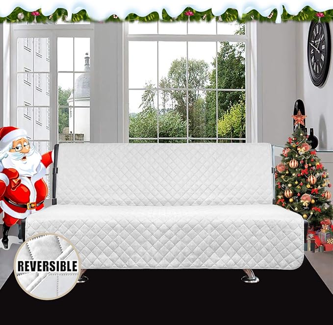 Easy-Going Reversible Couch Cover, Large Futon Sofa, White/White | Machine Washable Slipcover For Dogs, Water Resistant Furniture Mat For Living Room, Non-Slip Sofa Cover, Pet Friendly - Image 2