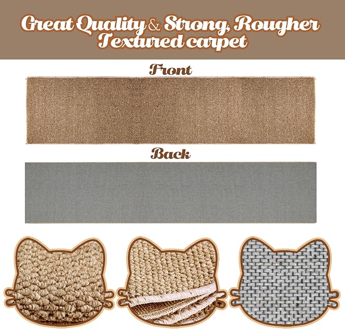 80"x15.7" Cat Wall Scratching Mat, Extra Large Cat Climbing Carpet with 20 Fixed Nails Wall Scratcher Furniture Protector for Couch, Sofa, Home (Brown) - Image 2