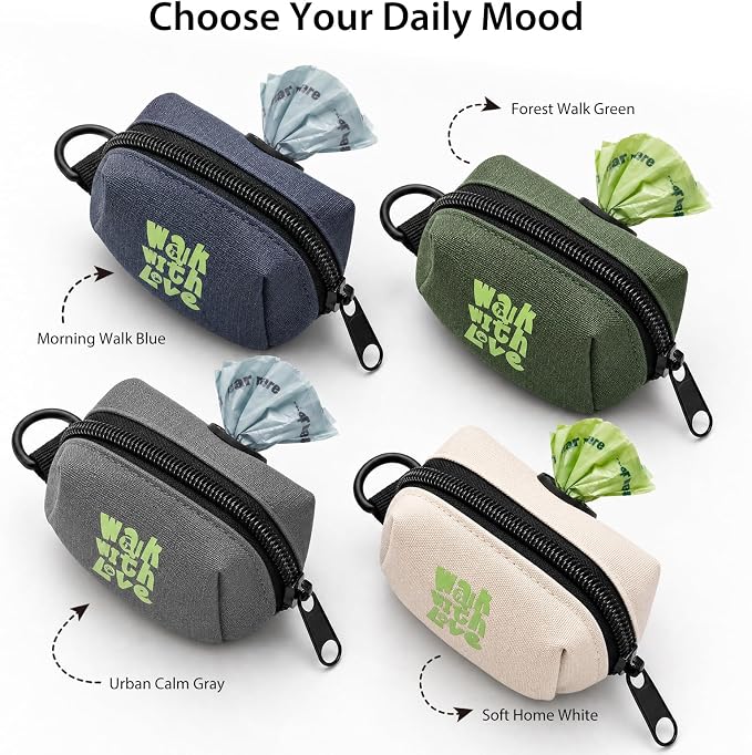 Dog Waste Bag Dispenser, Poop Bag Holders for Leashes, Beige | Soft Fabric Zipper Small Dog Puppy Pouch for Leash Accessory Attachment, Doggy Poop Bag Holder for Travel, Dog Walking, Park - Image 7