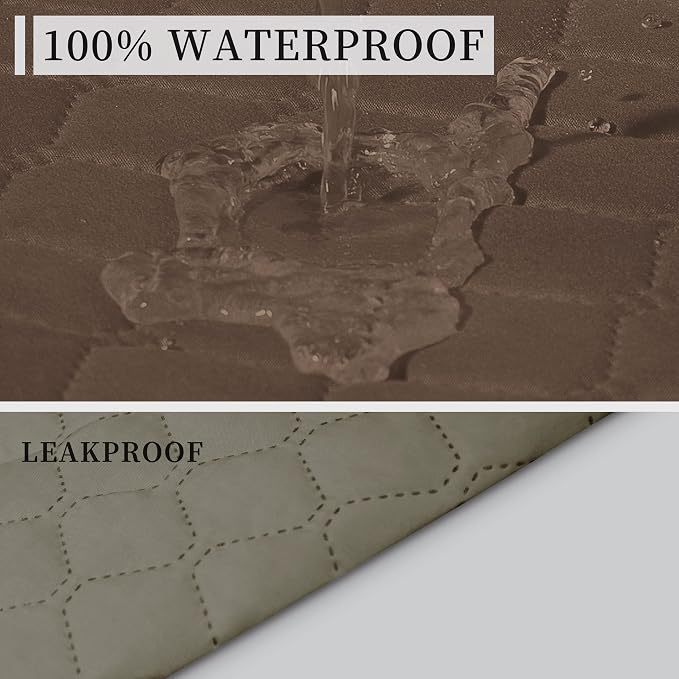 ISSUNTEX Double Protection 100% Waterproof Sofa Covers for Living Room, Reversible Couch Covers for 3 Cushion Couch Sofa, Furniture Protector Sofa Cover for Pets (X Large, Brown/Beige) - Image 3