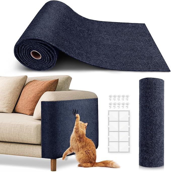 VIVOYAN 78.7"x15.8" Cat Scratch Mat,Trimmable Self-Adhesive Carpet,DIY Climb Cat Scratcher for Cat Couch Furniture or Wall Protector,Covering Cat Tower,and Replacement Pads (Dark Blue) by VIVOYAN