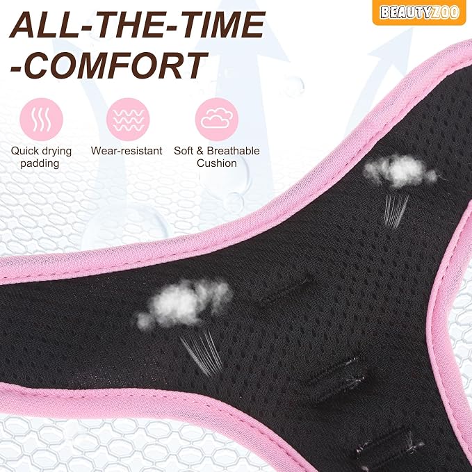BEAUTYZOO No Pull Dog Harness and Leash Set, Step in Puppy Pet Vest, XLarge | Reflective with Handle, Adjustable Soft Padded, Easy Control for Walking, No Choke Escape Proof, Lightweight, Pink - Image 8