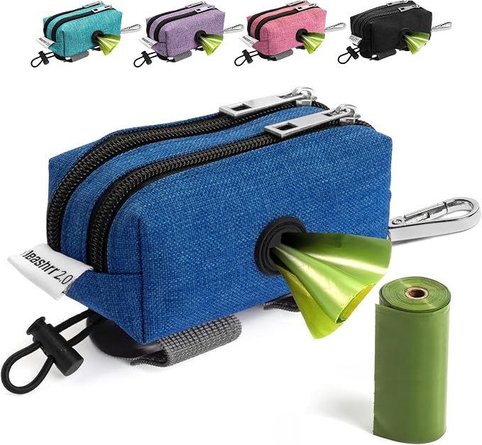 Dog Poop Bag Holder for Leashes and Treat Holder with 2 Waterproof Pouches | Poop Bag Dispenser for Pet Waste Bags and Walking Accessories + 1 Free Roll by Leashrr20