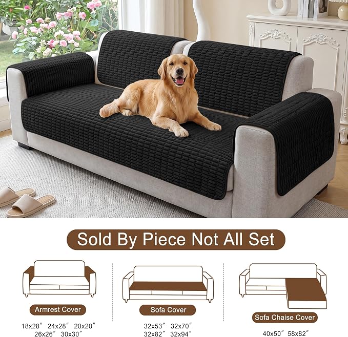 Foxdecor Couch Cover for Dogs Sofa Covers Non Slip Couch Pad Pet Friendly | Pet Couch Covers Washable Sofa Protector, Furniture Cover Couch Seat Protector for Living Room, Black 32x53 Inch - Image 6