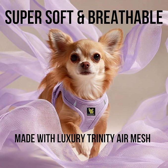 EcoBark Step in Dog Harness, Reflective & Adjustable Body Halter Vest | Eco Friendly Dog Harnesses for Small Breed & Medium Breed Dogs, Soft Mesh Toy Breed Harness, Lavender, Large, Padded - Image 4
