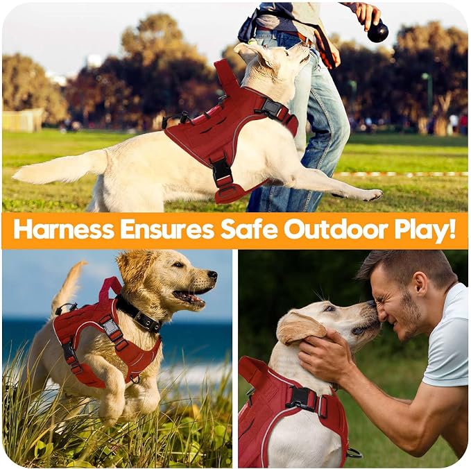 Heavy-Duty Tactical Dog Harness for Large Dogs, No Pull Adjustable Reflective Pet Vest with Molle System, K9 Military-Grade Control for Service Training, Outdoor & 10+ Breeds, Red, Medium - Image 6