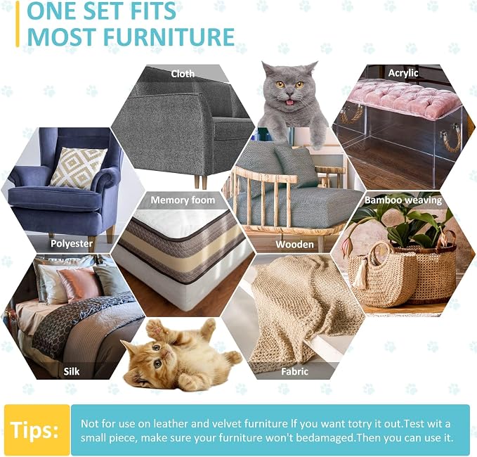 XMZCYMyo Couch Corner Furniture Protector from Cats, Double Sided Sofa Anti Scratching Sticky Tape, Corner Couch Protector for Cats, Cat Scratch Deterrent Tape (10 pcs) - Image 5