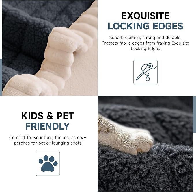 OTOB Couch Cover for Dogs Washable, Non Slip Plush Fuzzy Sofa Covers for 3 Cushion Couch All Seasons, Kids Pet Friendly Soft Cozy Furniture Protector Sofa Slipcovers (Dark Gray, 27.6" x 82.7") - Image 4