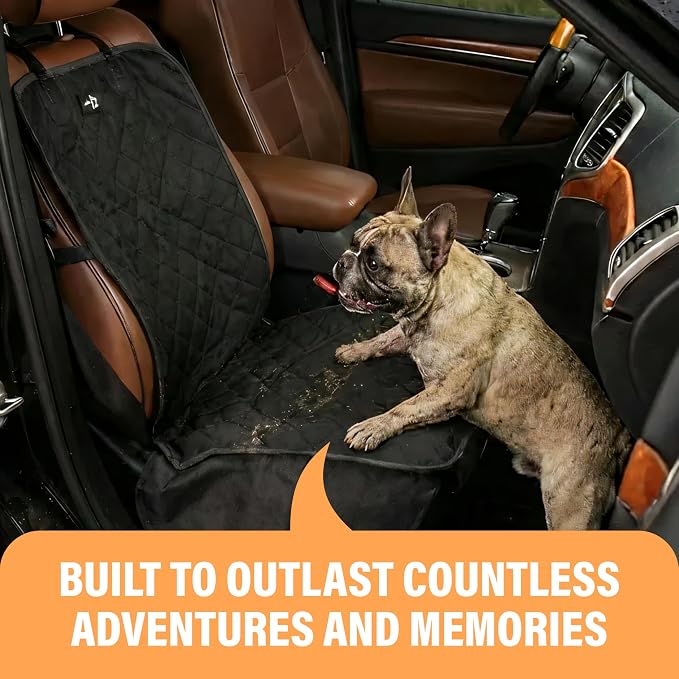 Active Pets Dog Car Seat Cover, Waterproof Front Seat Protector for SUV Truck Sedan, Pet Safety Travel Comfort System with Universal Fit, Black - Image 8