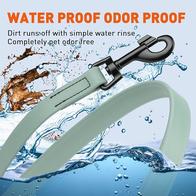 Dogline Biothane Waterproof Dog Leash Strong Coated Nylon Webbing with Black Hardware Odor-Proof Easy to Clean High Performance for Small or Large Dogs Made in USA 4 or 6 ft Lead, Sage Green - Image 6