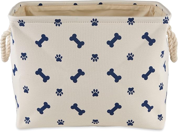 Bone Dry Pet Storage Collection Paw and Bone Print, Small Rectangle, 14x8x9", Nautical Blue - Image 3