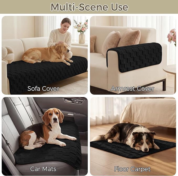 Foxdecor Couch Cover for Dogs Sofa Covers Non Slip Couch Pad Pet Friendly | Pet Couch Covers Washable Sofa Protector, Furniture Cover Couch Seat Protector for Living Room, Black 30x94 Inch - Image 5