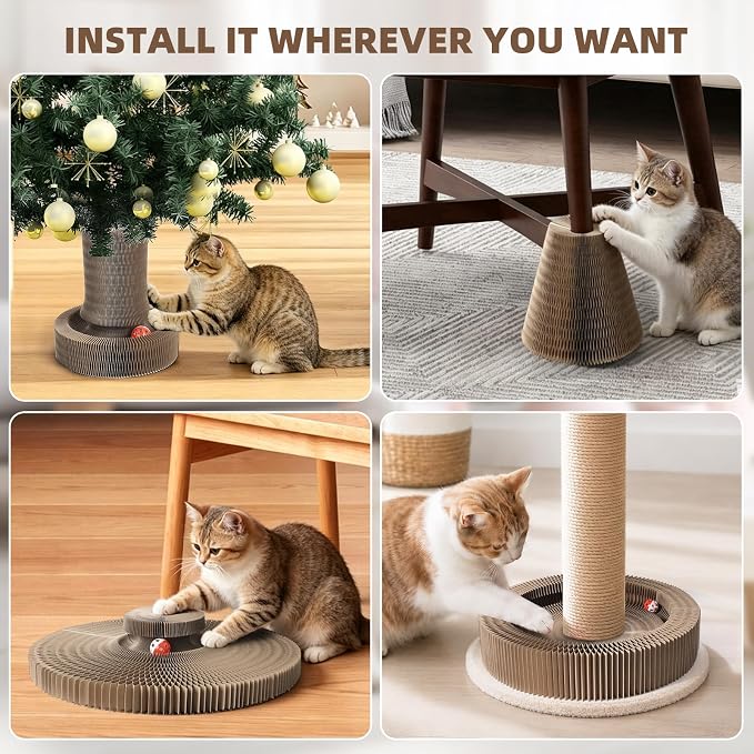 Wortade Reversible Magic Organ Cat Scratching Post, Foldable & Reversible Cat Scratcher for Indoor Cats, Cardboard Cat Scratcher, Interactive Kitten Toys Cat Enrichment for Indoor Cats - Image 3