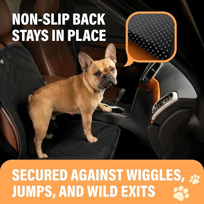 Active Pets Dog Car Seat Cover, Waterproof Front Seat Protector for SUV Truck Sedan, Pet Safety Travel Comfort System with Universal Fit, Black - Image 3