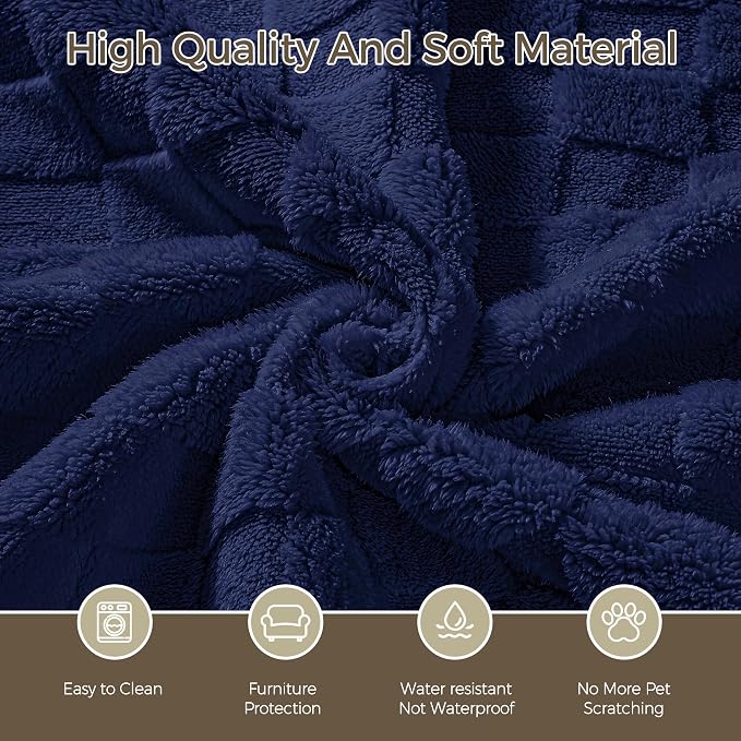 Foxdecor Couch Cover for Dogs Sofa Covers Non Slip Couch Pad Pet Friendly | Pet Couch Covers Washable Sofa Protector, Furniture Cover Couch Seat Protector for Living Room, Blue 30x70 Inch - Image 3