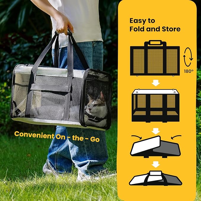Conlun Soft-Sided Cat Carrier for Small-Medium Cats, Puppies up to 15 Lb, Airline Approved - Image 4