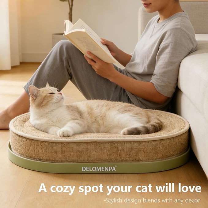 Large Sisal Cat Scratcher Lounge, 2-in-1 Cat Bed with Durable Base & Plush Foam Cushion, Non-Shedding Cat Scratching Pad for Indoor Cats,22"x14", No Mess Furniture Protector - Image 5