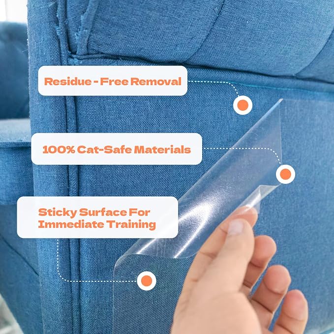 Cat Scratch Couch Protector - 10XL Sheets, Clear (Almost Invisible), Extra Durable, Easy to Customize, Residue-Free Furniture Protector - Image 4